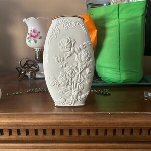 Lenox Cream Vase with Embossed Rose Design